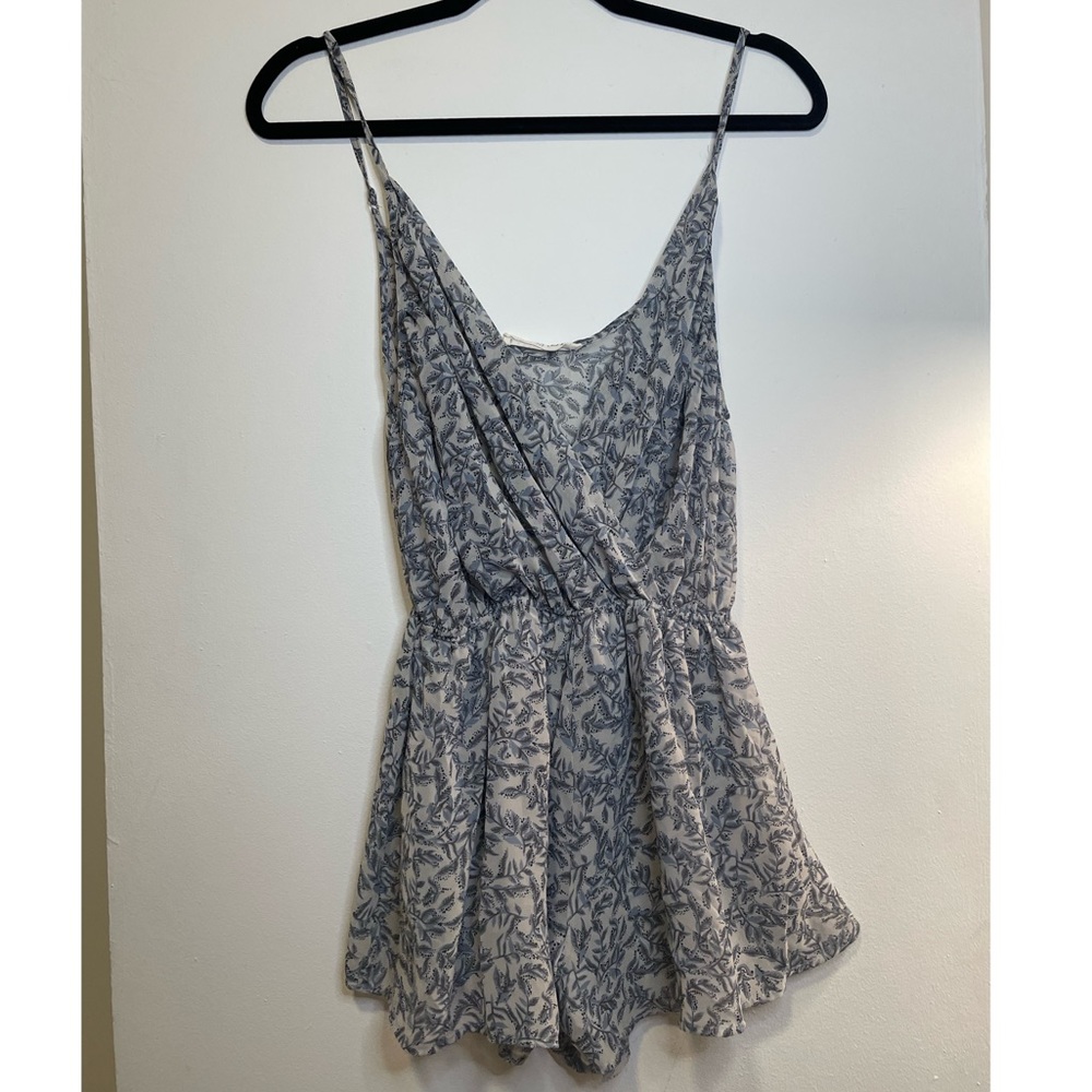 Blue and cream floral romper
